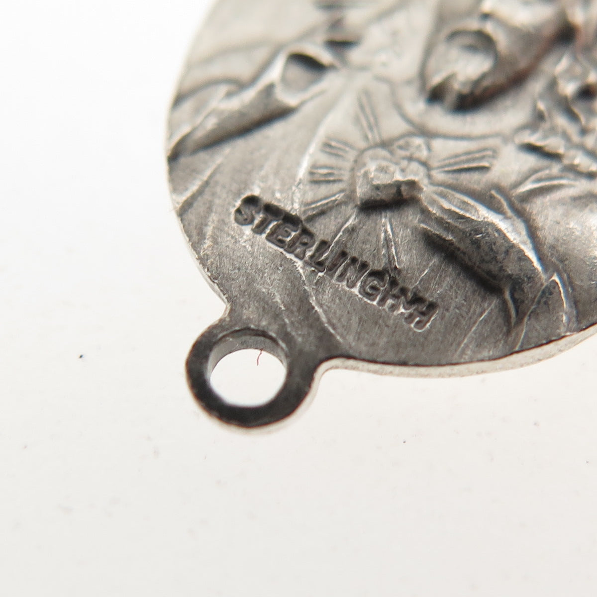 HMH Religious Sterling Vintage St. Mary & Jesus Rosary Chain Centerpiece Pendant