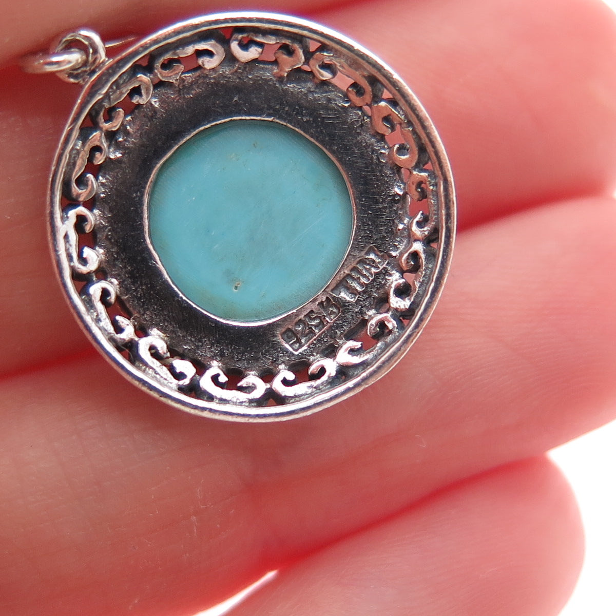KEN CRAFTS 925 Sterling Silver Vintage Real Turquoise Modernist Dangle Earrings