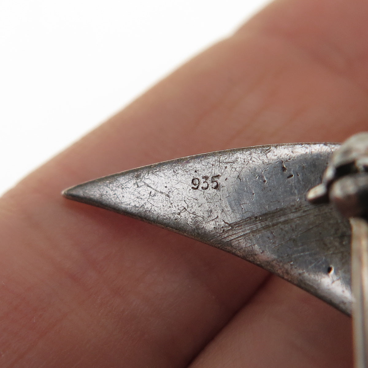 935 Silver Antique Art Deco Real Amethyst & Marcasite Oxidized Pin Brooch