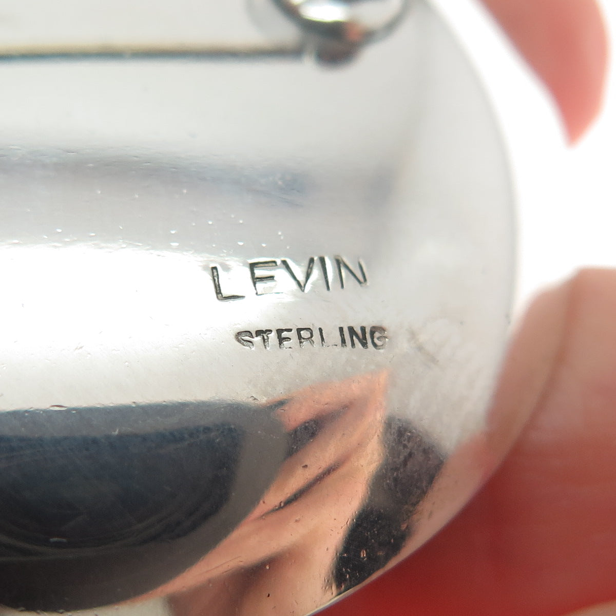 ED LEVIN 925 Sterling Silver Vintage Tribal Cave Painting Oxidized Pin Brooch