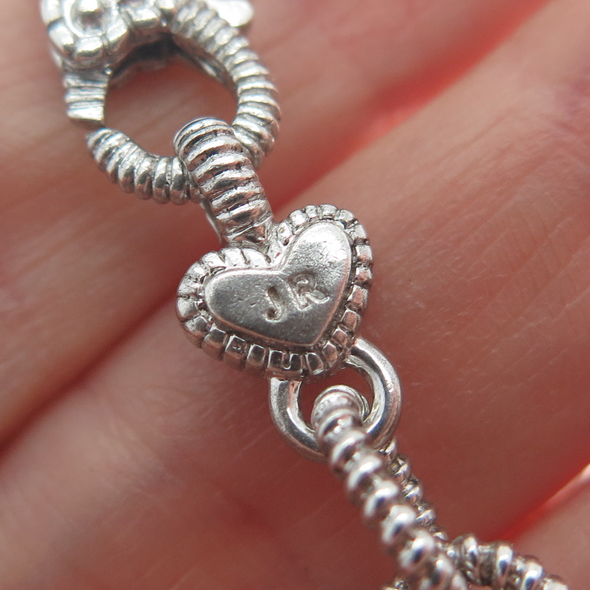 JUDITH RIPKA 925 Sterling Silver Canary C Z Heart Dangle Charm Bracelet 7"