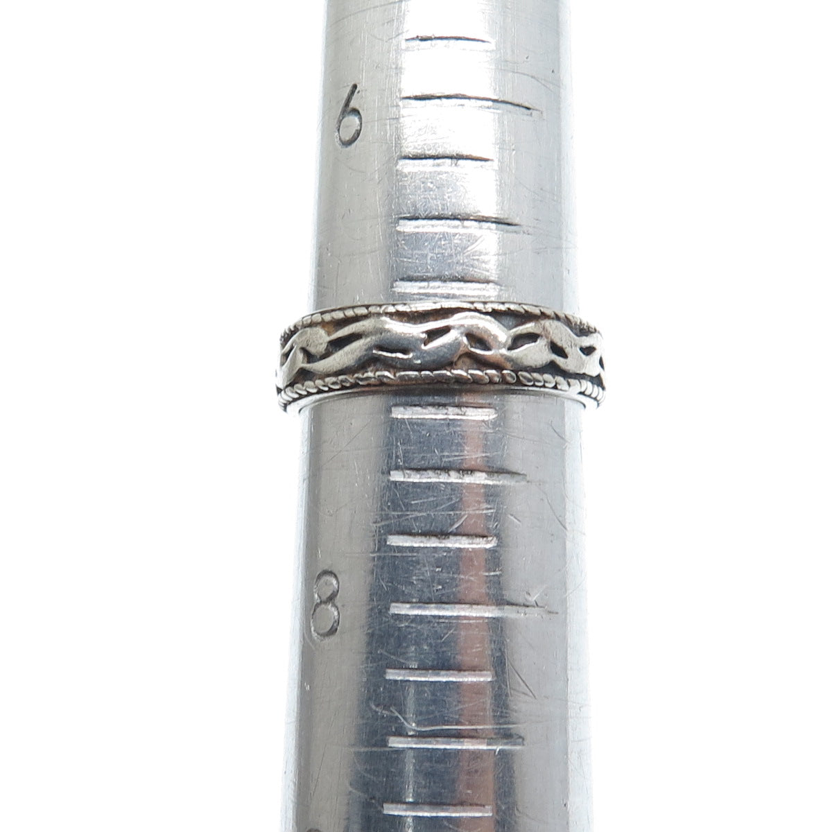 925 Sterling Silver Vintage Wavy Oxidized Band Ring Size 7.25