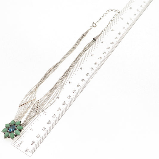 Carolyn Pollack Old Pawn 925 Sterling Vintage Turquoise & Topaz Necklace 16-18"