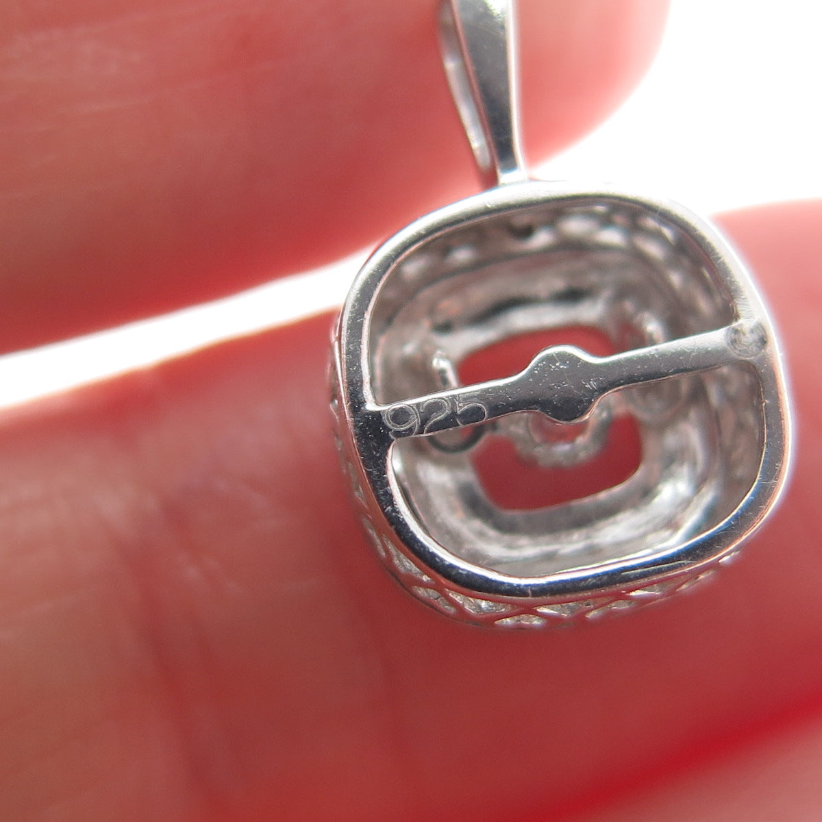 925 Sterling Silver Round-Cut C Z Cushion Minimalist Charm Pendant