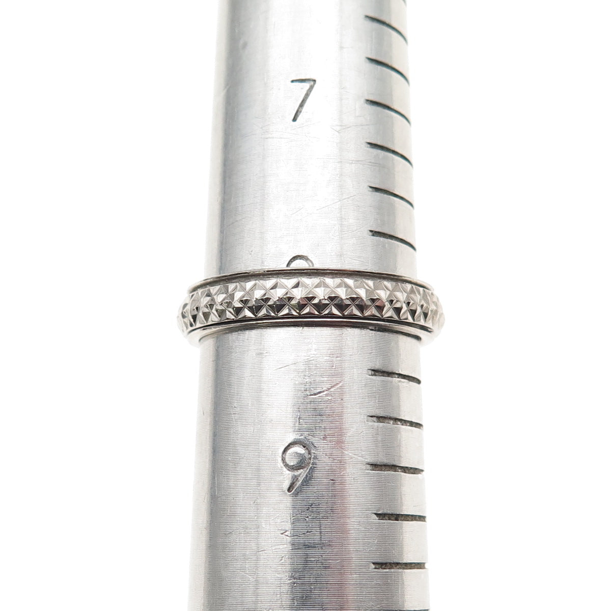 D'Joy 925 Sterling Silver Vintage Diamond-Cut Rotating Band Ring Size 8.25