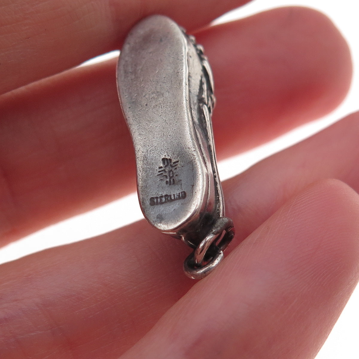 Southwest 925 Sterling Silver Vintage Loafer Shoe Oxidized 3D Charm Pendant