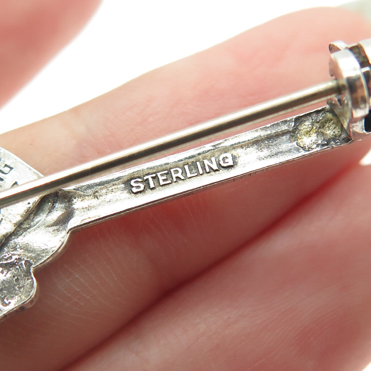 LANG 925 Sterling Silver Antique Art Deco Kissing Couple Salt Spoon Pin Brooch