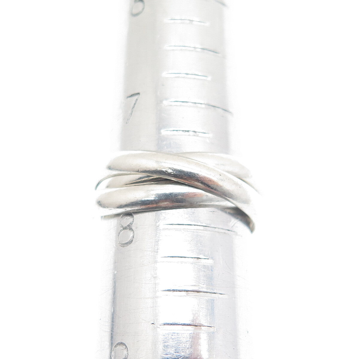 925 Sterling Silver Vintage Trinity Band Ring Size 7.75