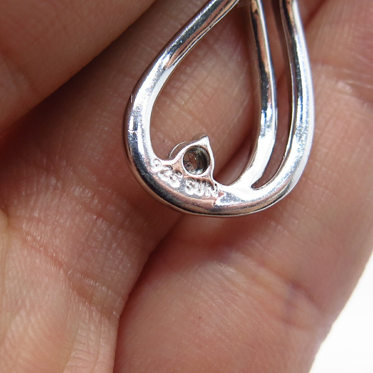 925 Sterling Silver SUN Real Diamond Slide Pendant