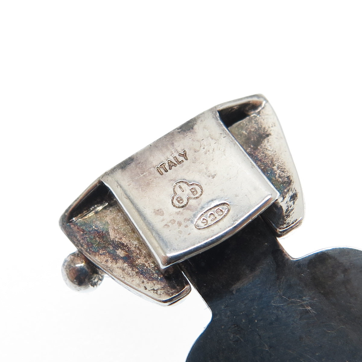 925 Sterling Silver Vintage Italy Oxidized Modernist Link Bracelet 7.75"