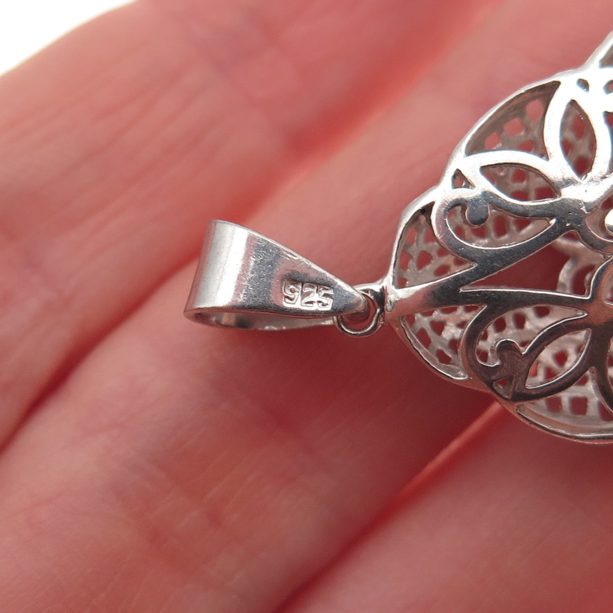 925 Sterling Silver 2-Tone Floral Charm Pendant