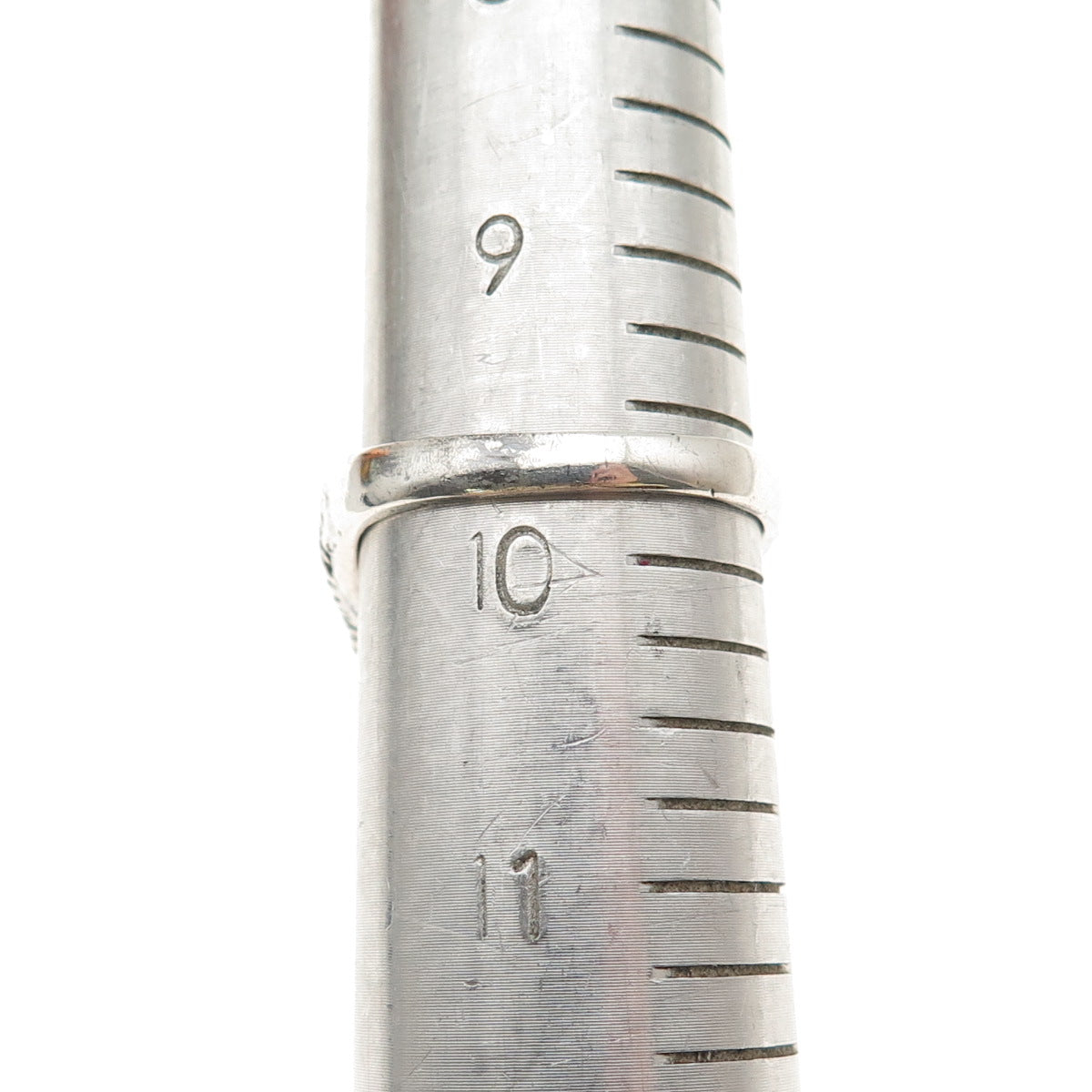 925 Sterling Silver Vintage Real Emerald Modernist Oxidized Ring Size 9.75