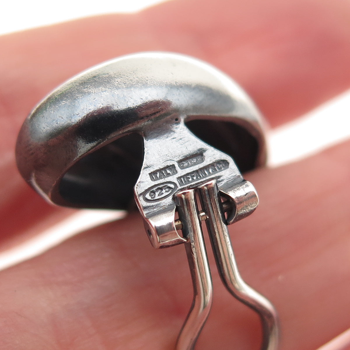 TIFFANY & CO. 925 Sterling Silver Vintage Italy Wings Oxidized Clip On Earrings