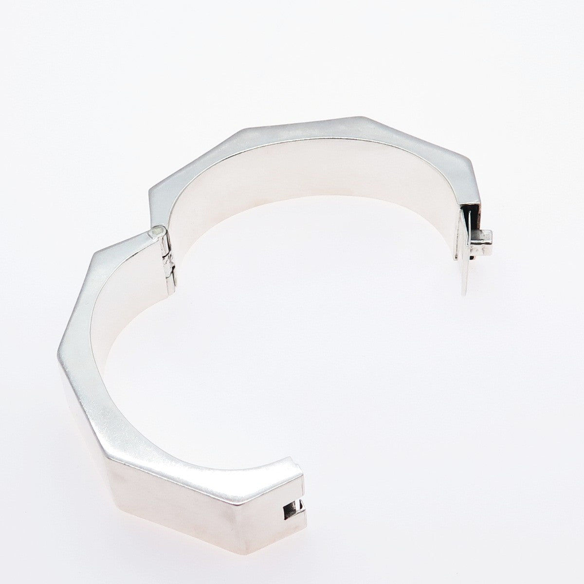 925 Sterling Silver Vintage Mexico Heavy 75.7g Octagon Bangle Bracelet 7.25"