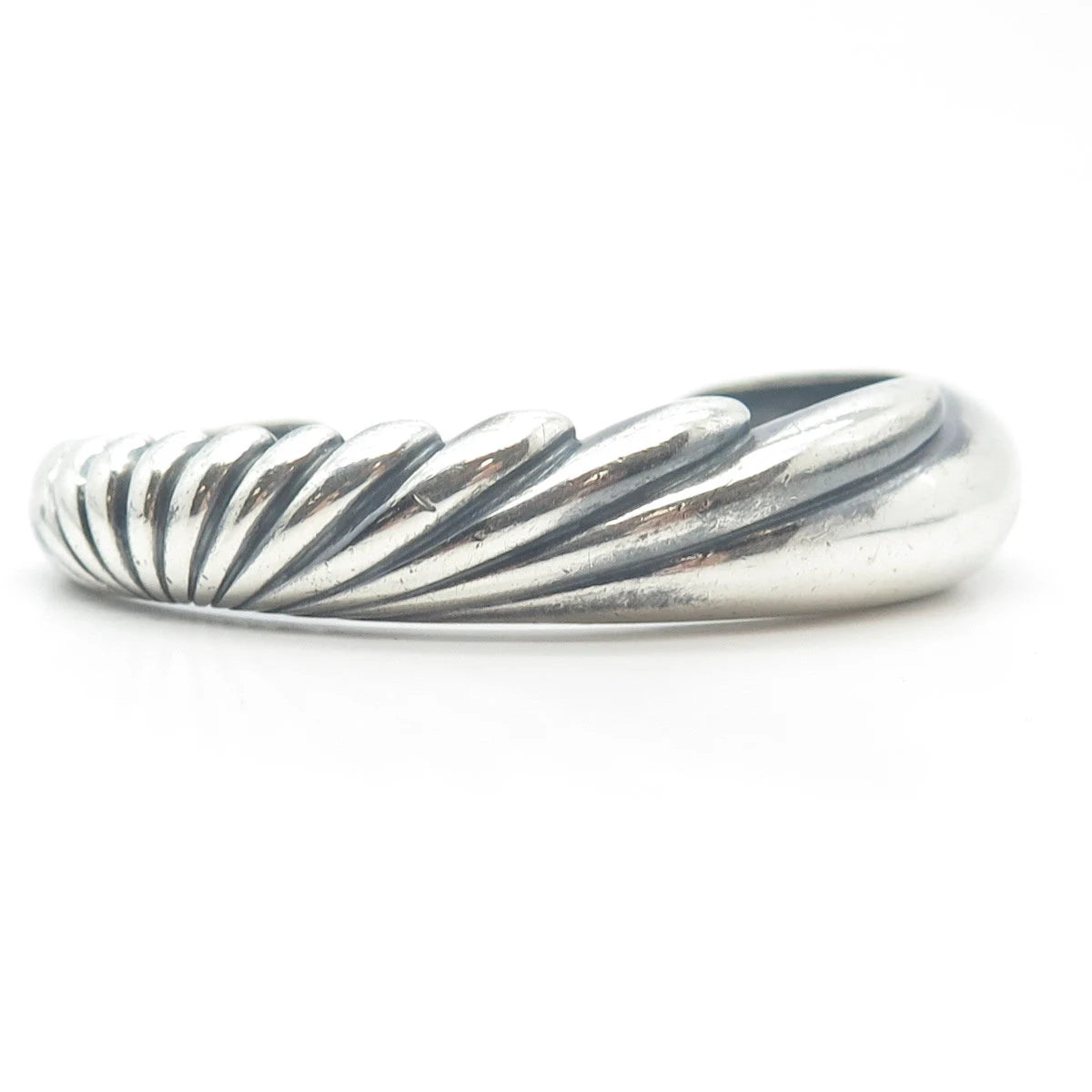 925 Sterling Silver Vintage Ribbed Adjustable Cuff Bracelet 6"