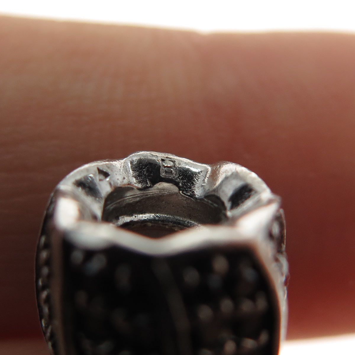 CHAMILIA 925 Sterling Silver Real Round-Cut Black Spinel Slide Bead Charm
