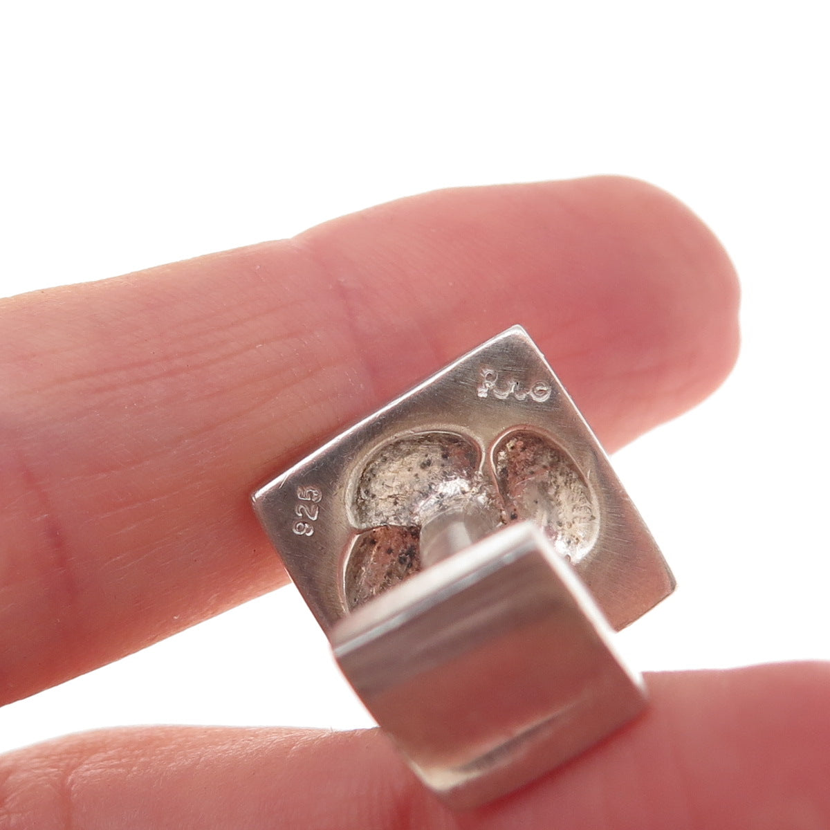 Robin Rotenier 925 Sterling Silver Vintage Real Lapis Modernist Square Cufflinks