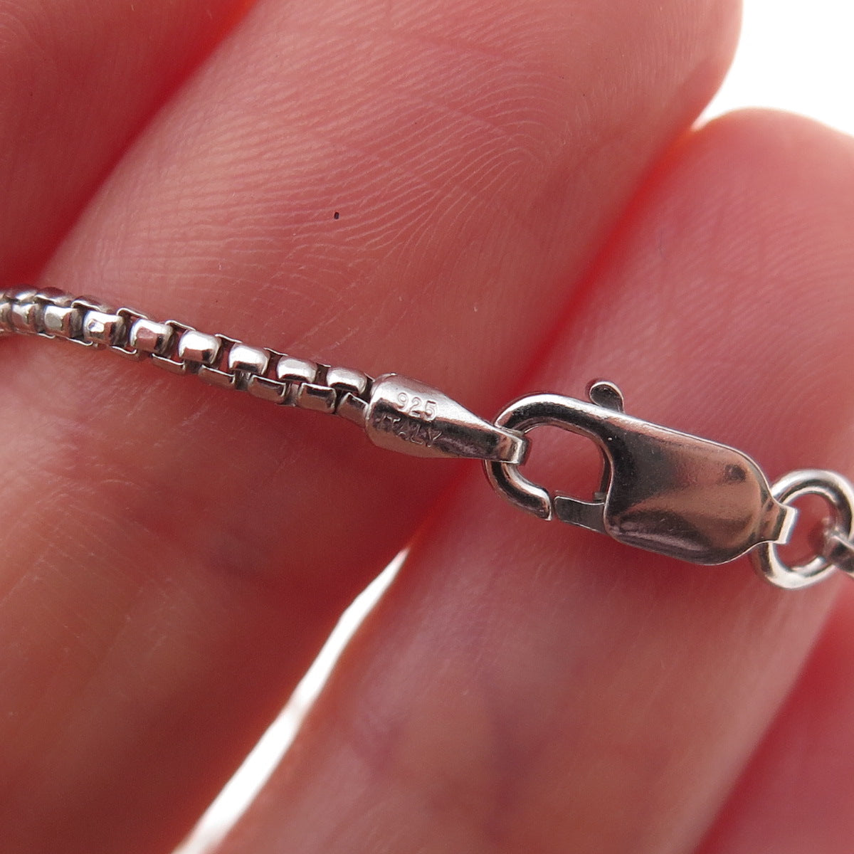 925 Sterling Silver Italy Round Box Chain Necklace 18"