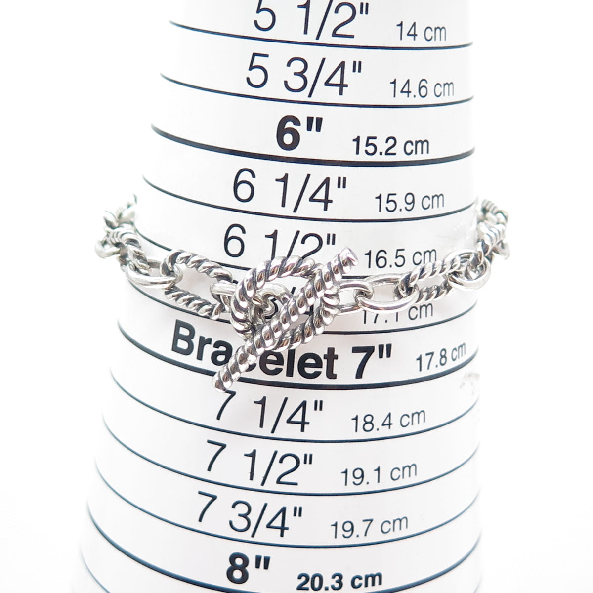 925 Sterling Silver Vintage Cable Link Oxidized Bracelet 6.75"