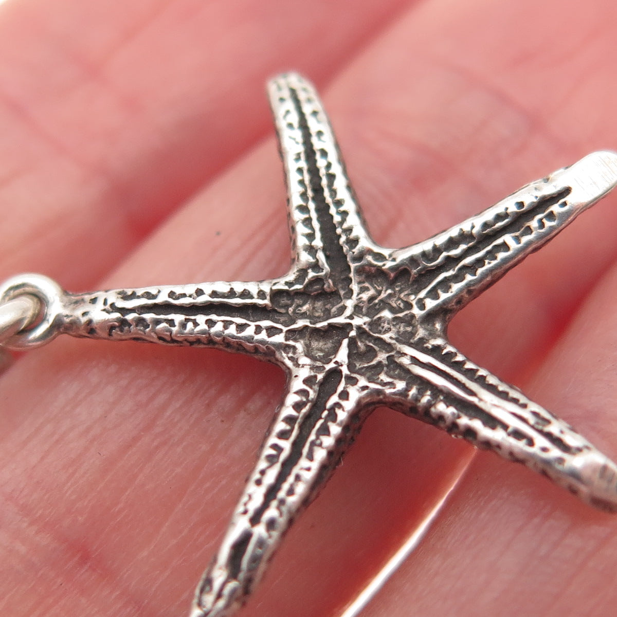 SUNWEST 925 Sterling Silver Vintage Starfish Oxidized Charm Pendant
