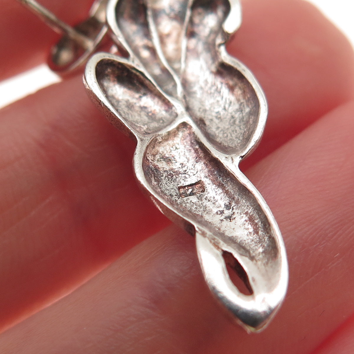 925 Sterling Silver Vintage Modernist Floral Dangle Earrings