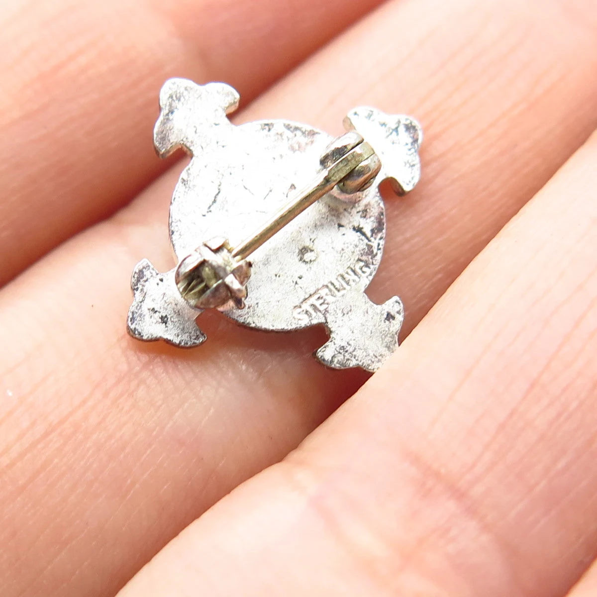 925 Sterling Silver Vintage Enamel Pin Brooch