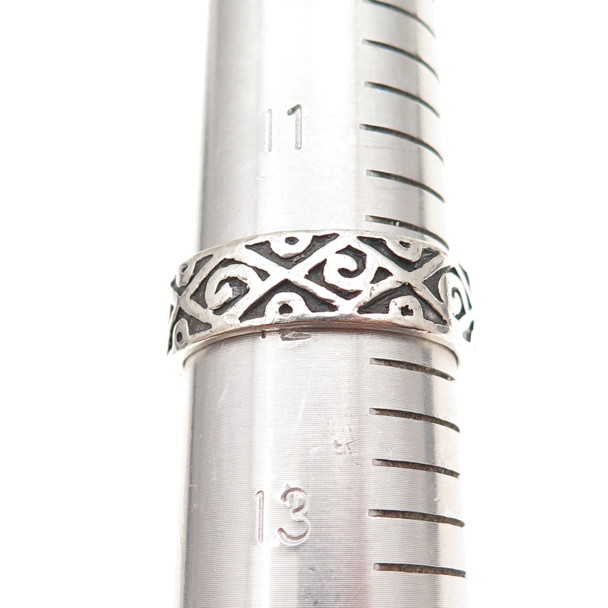 925 Sterling Silver Vintage Spiral Oxidized Ring Size 12
