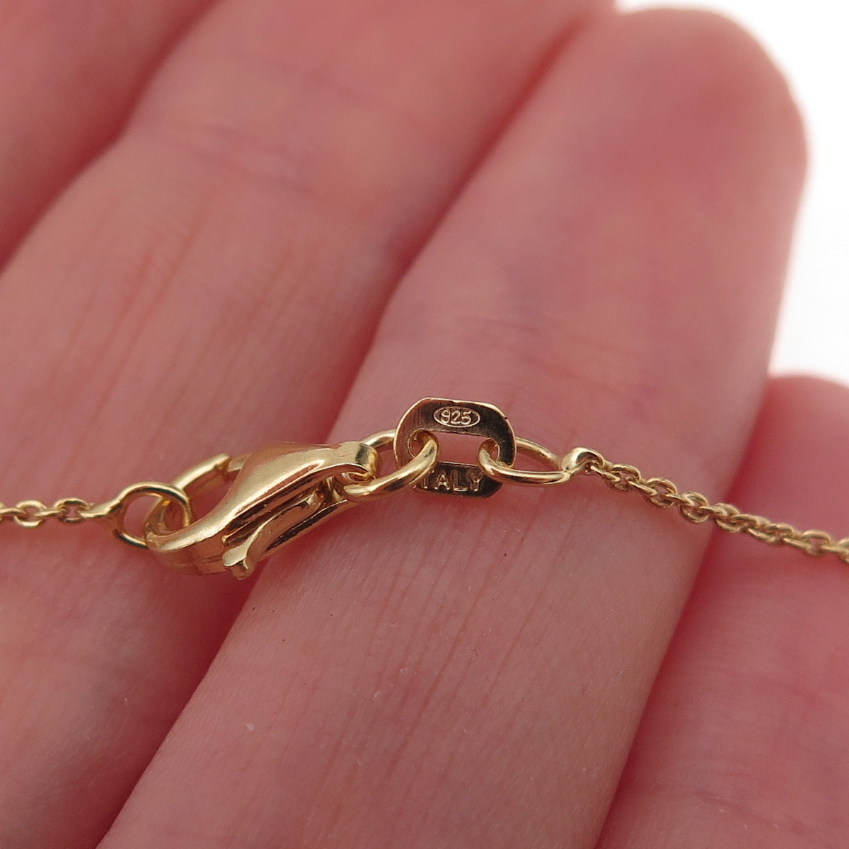 925 Sterling Silver Gold Plated Italy Cable Chain Necklace 15-16"