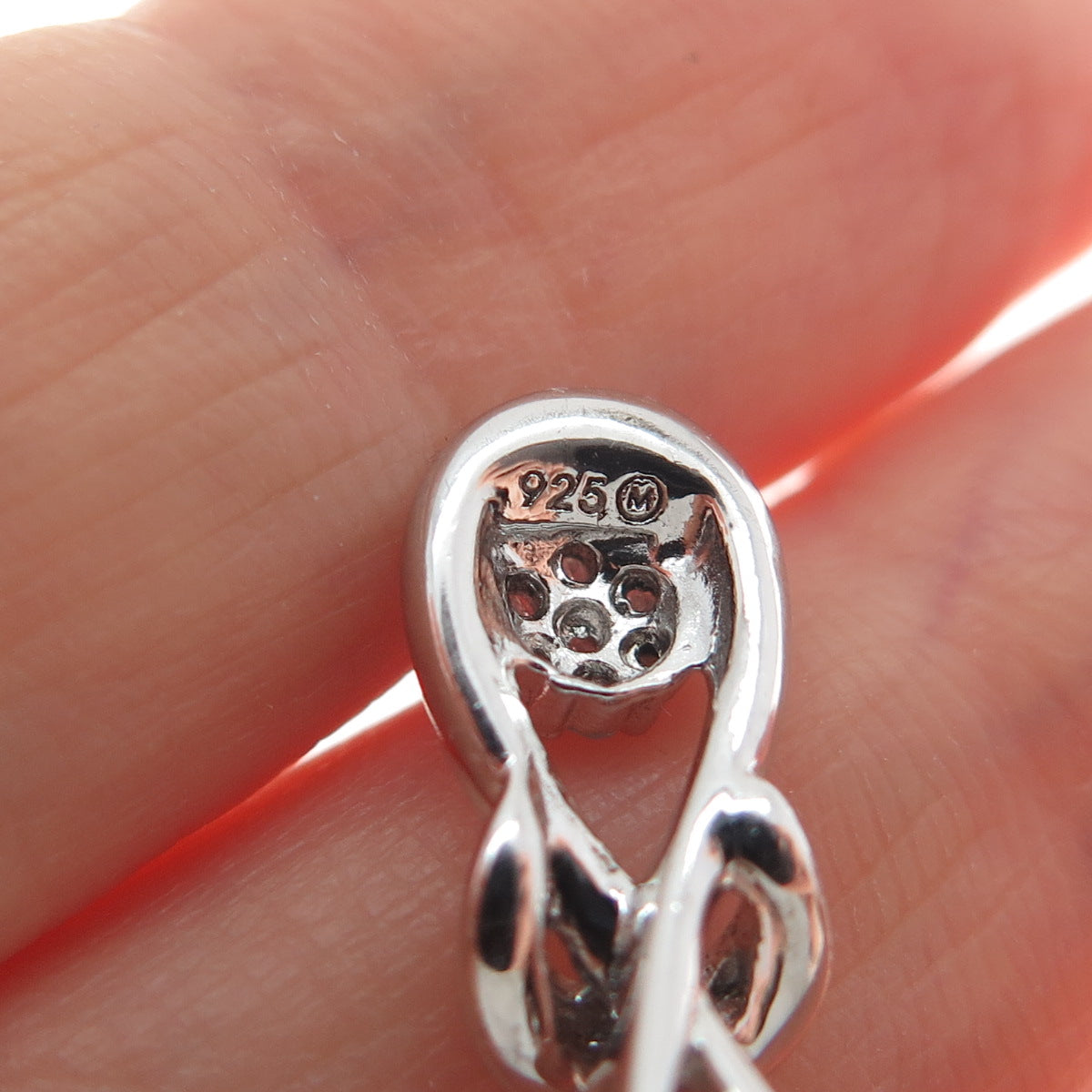 925 Sterling Silver Real Round-Cut Diamond Infinity Minimalist Slide Pendant