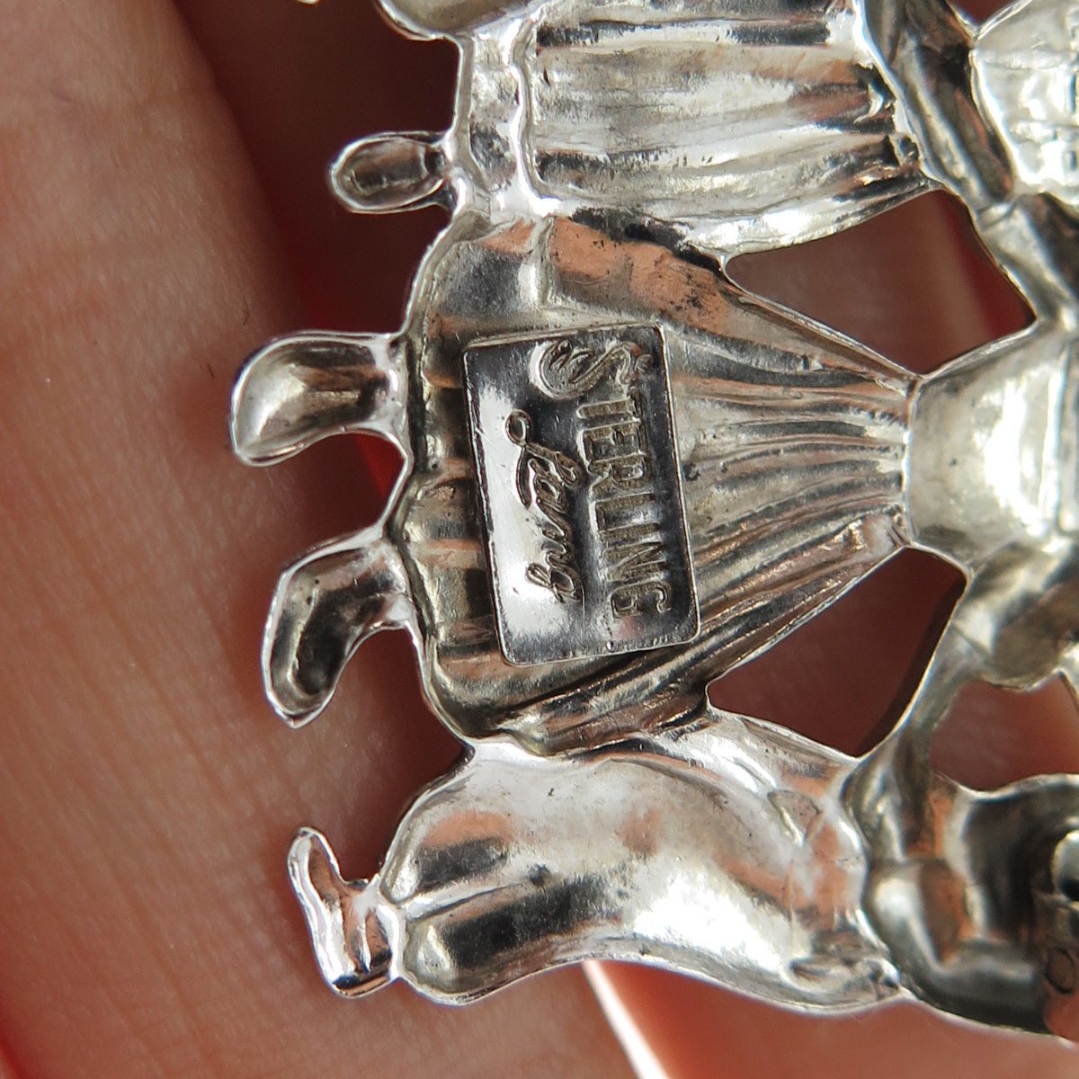 LANG 925 Sterling Silver Antique Art Deco Dutch Dancer Oxidized Pin Brooch