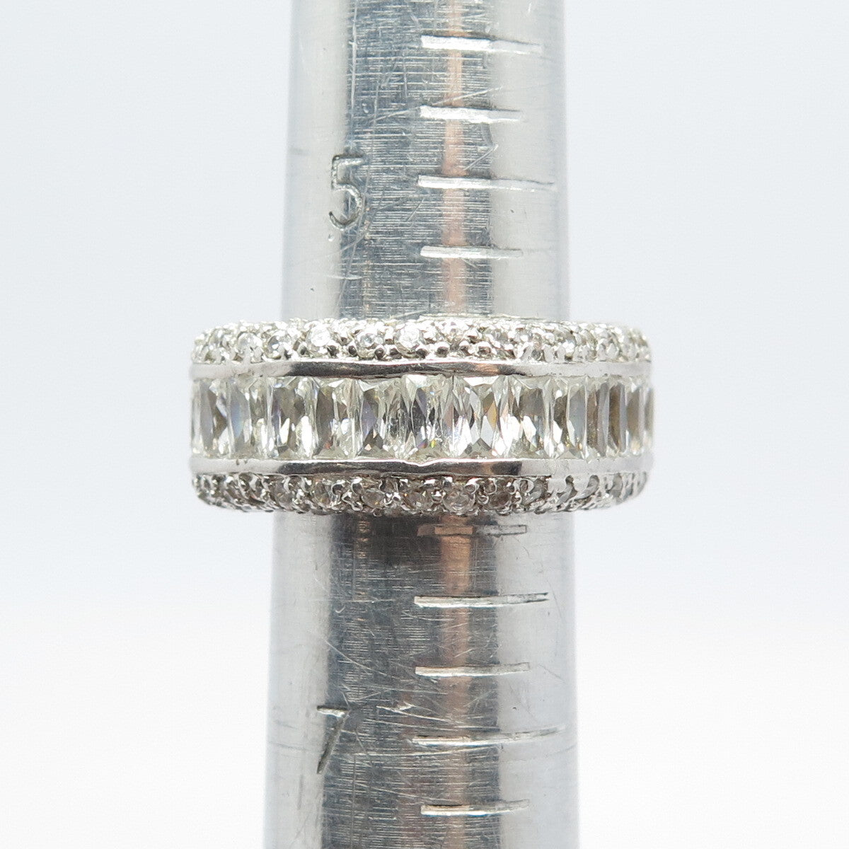925 Sterling Silver Multi-C Z Band Ring Size 6.25