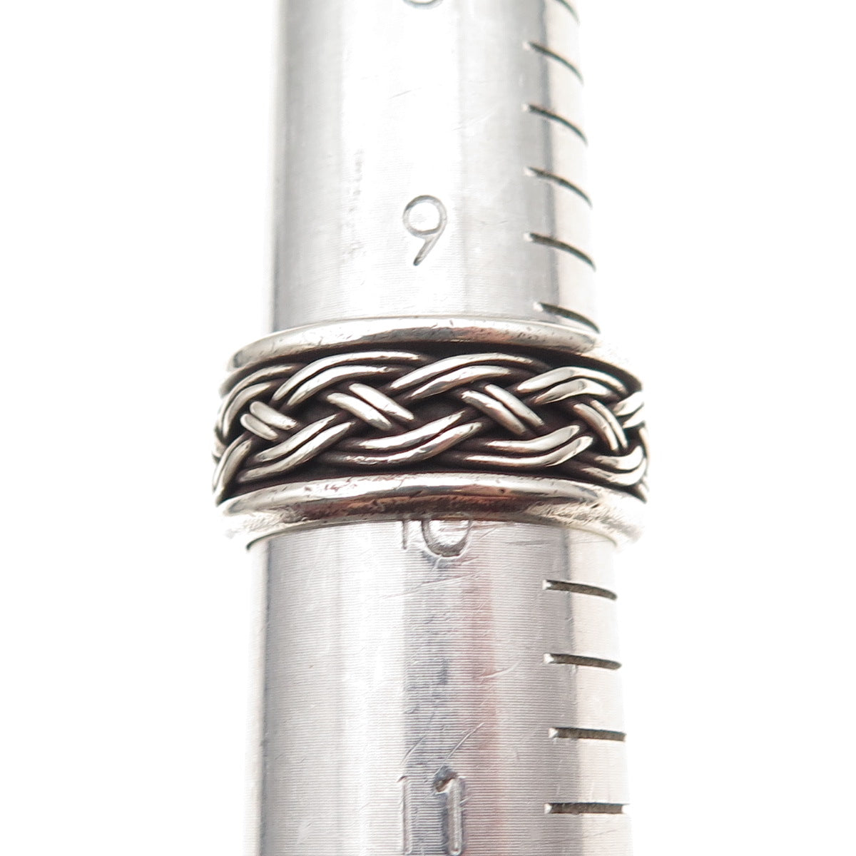 925 Sterling Silver Vintage Mexico Braided Oxidized Band Ring Size 10