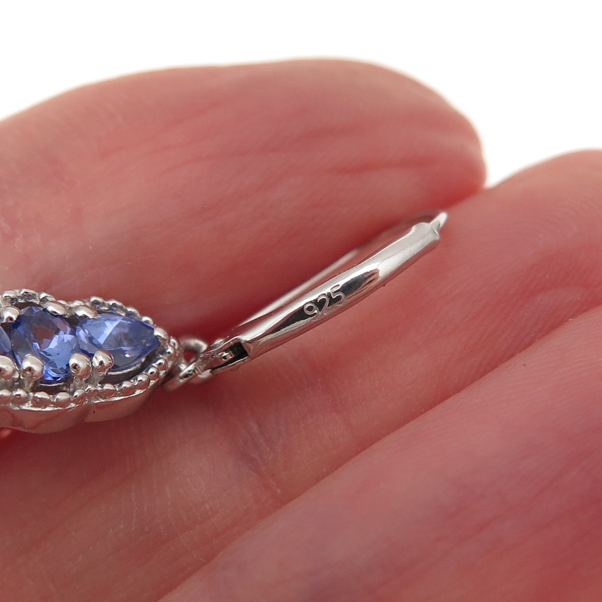 Chuck Clemency 925 Sterling Silver Real Tanzanite Dangle Earrings