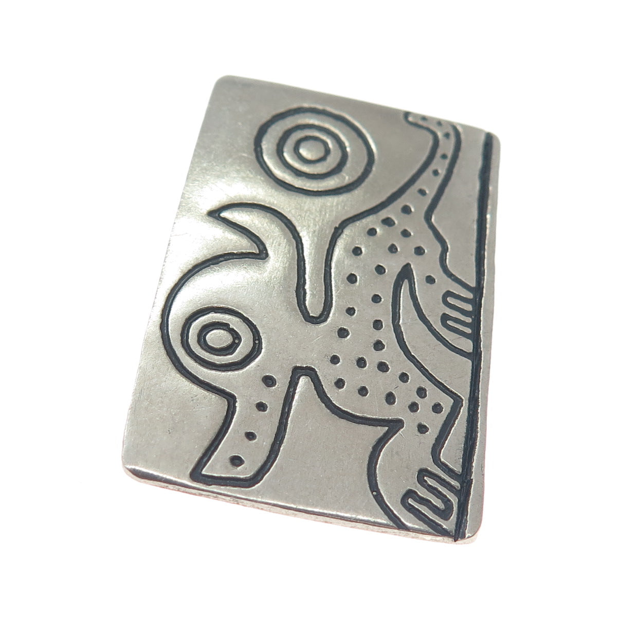 Old Pawn 925 Sterling Silver Vintage Southwestern Native Animal Oxidized Brooch