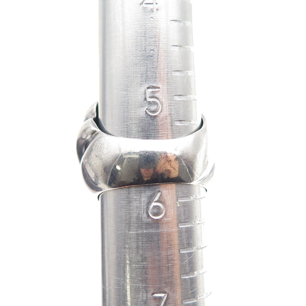 925 Sterling Silver Vintage Modernist Ribbed Oxidized Ring Size 5.75