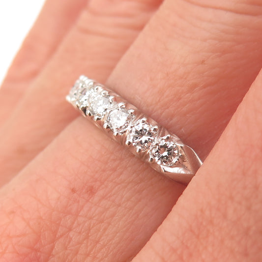 Platinum Antique Art Deco Real Round-Cut Diamond Ring Size 7