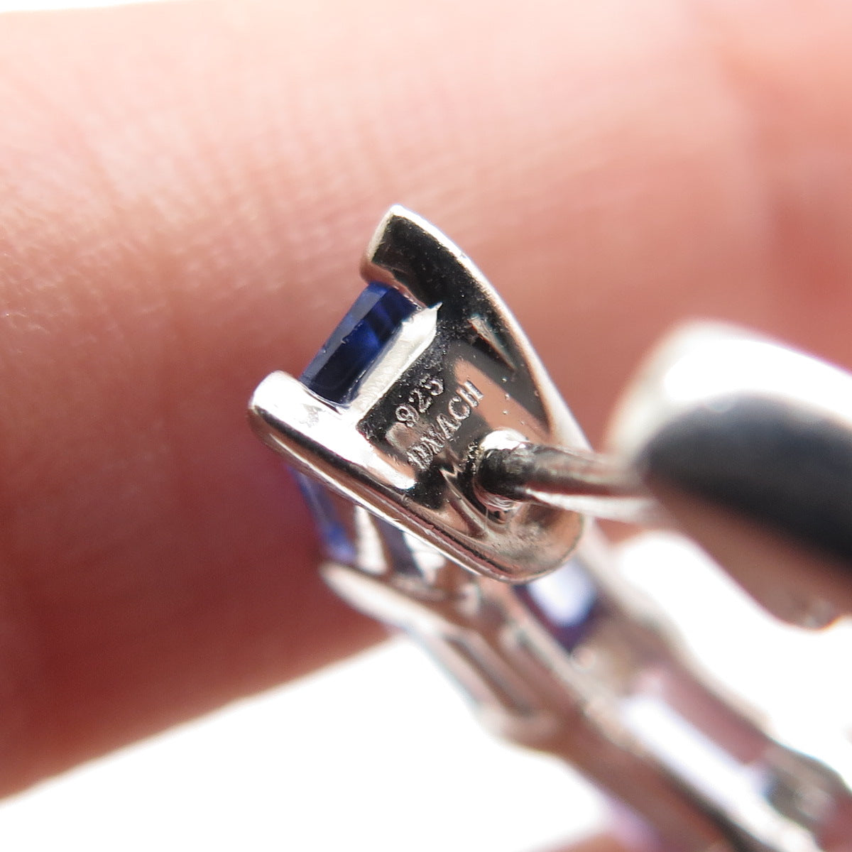 925 Sterling Silver Real Emerald-Cut Tanzanite Hoop Earrings