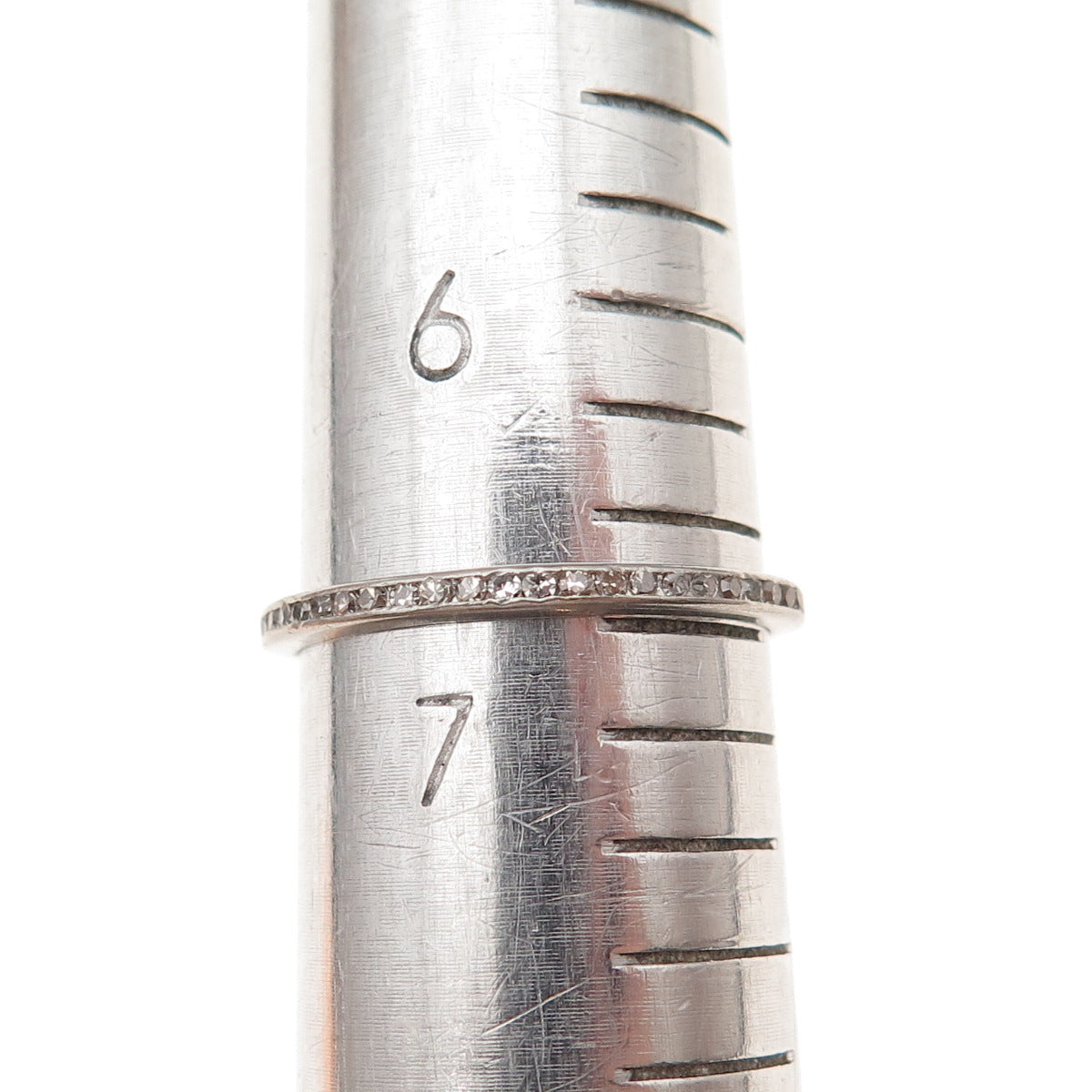 Platinum Antique Art Deco Real Diamond Stackable Eternity Band Ring Size 6.75