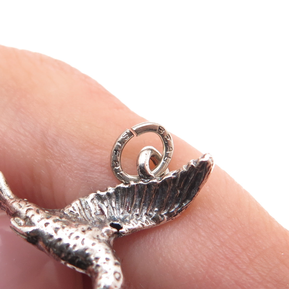 BEAU 925 Sterling Silver Vintage Seagull Oxidized Minimalist 3D Charm Pendant