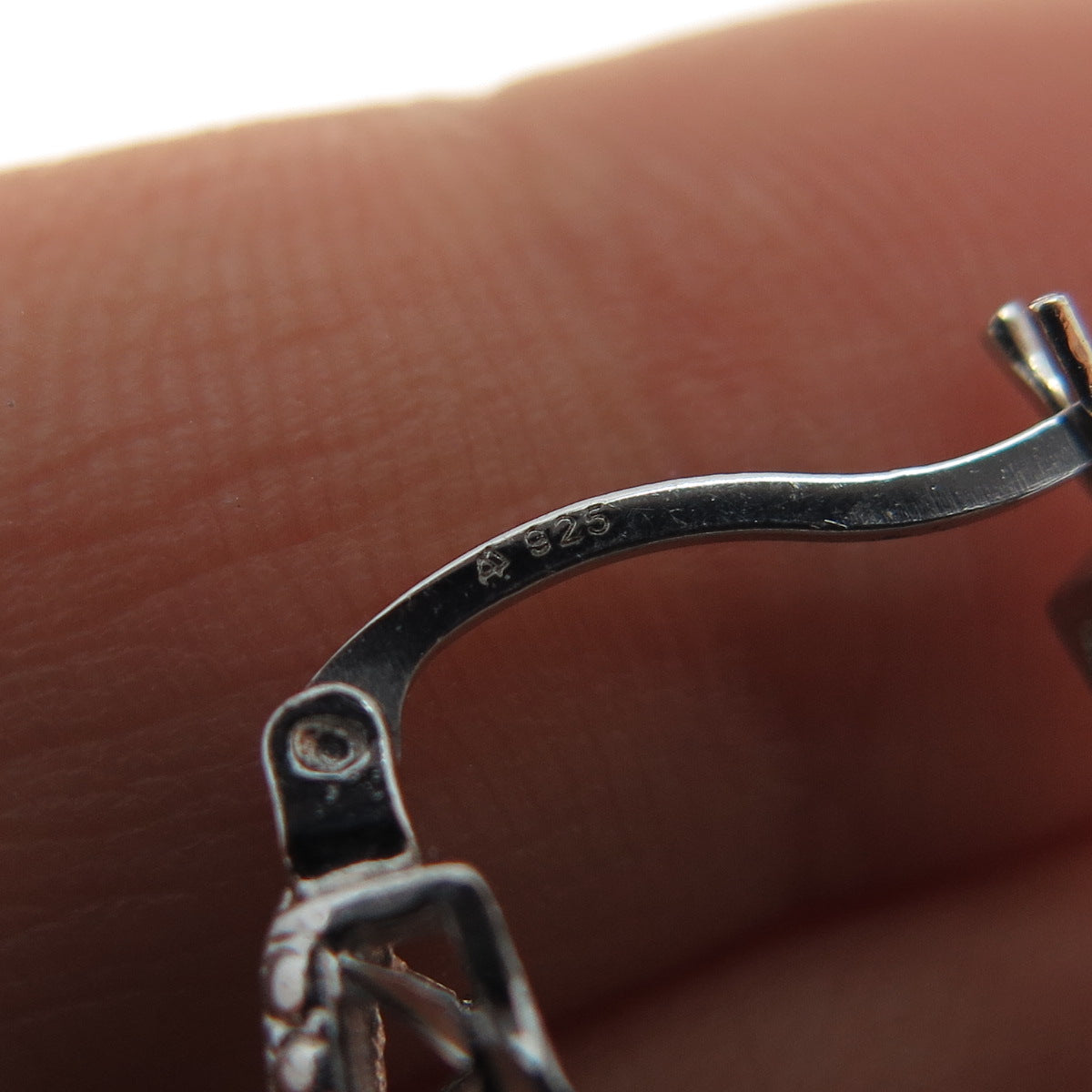 925 Sterling Silver Ornate Crescent Hoop Earrings