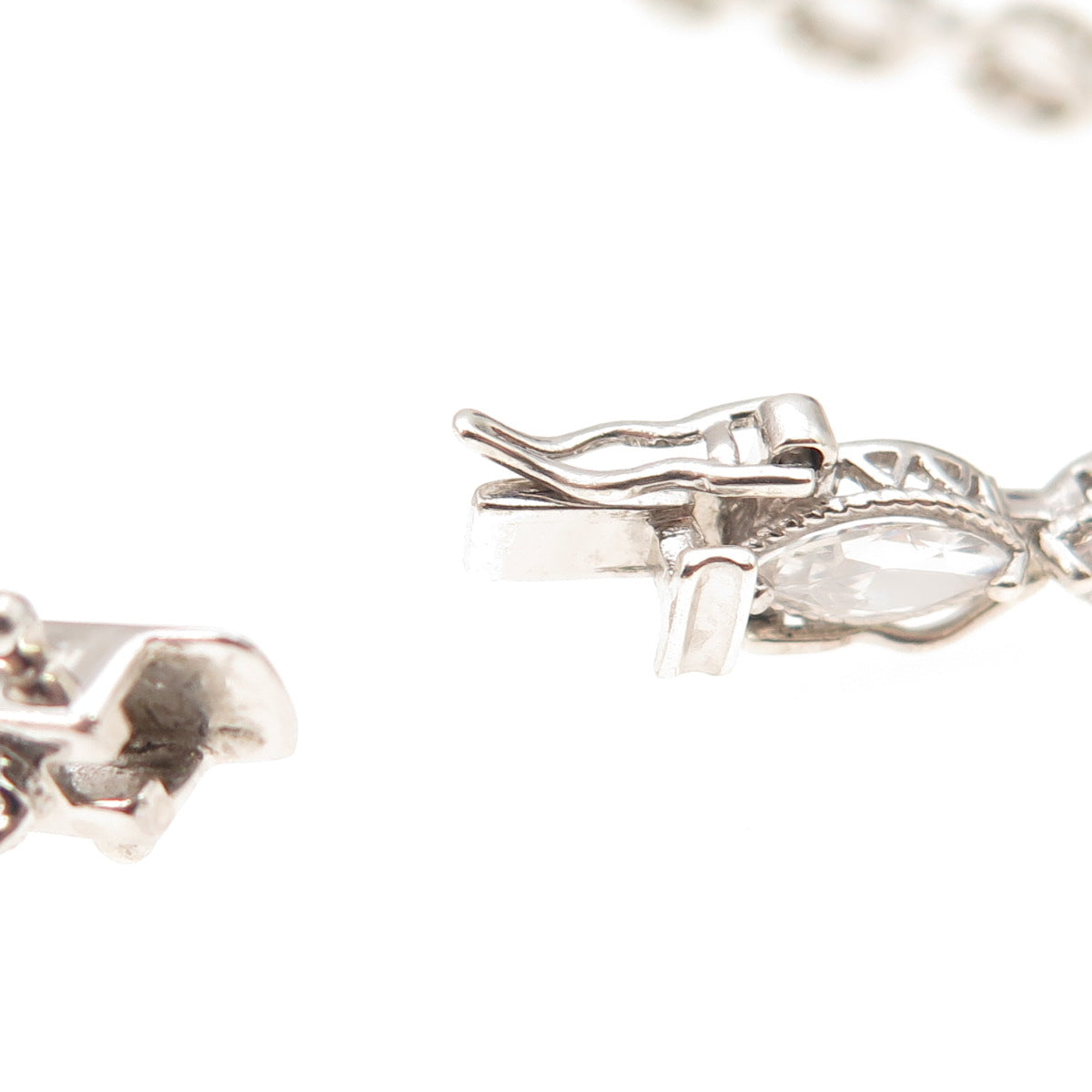 925 Sterling Silver Marquise-Cut C Z Link Bracelet 7"