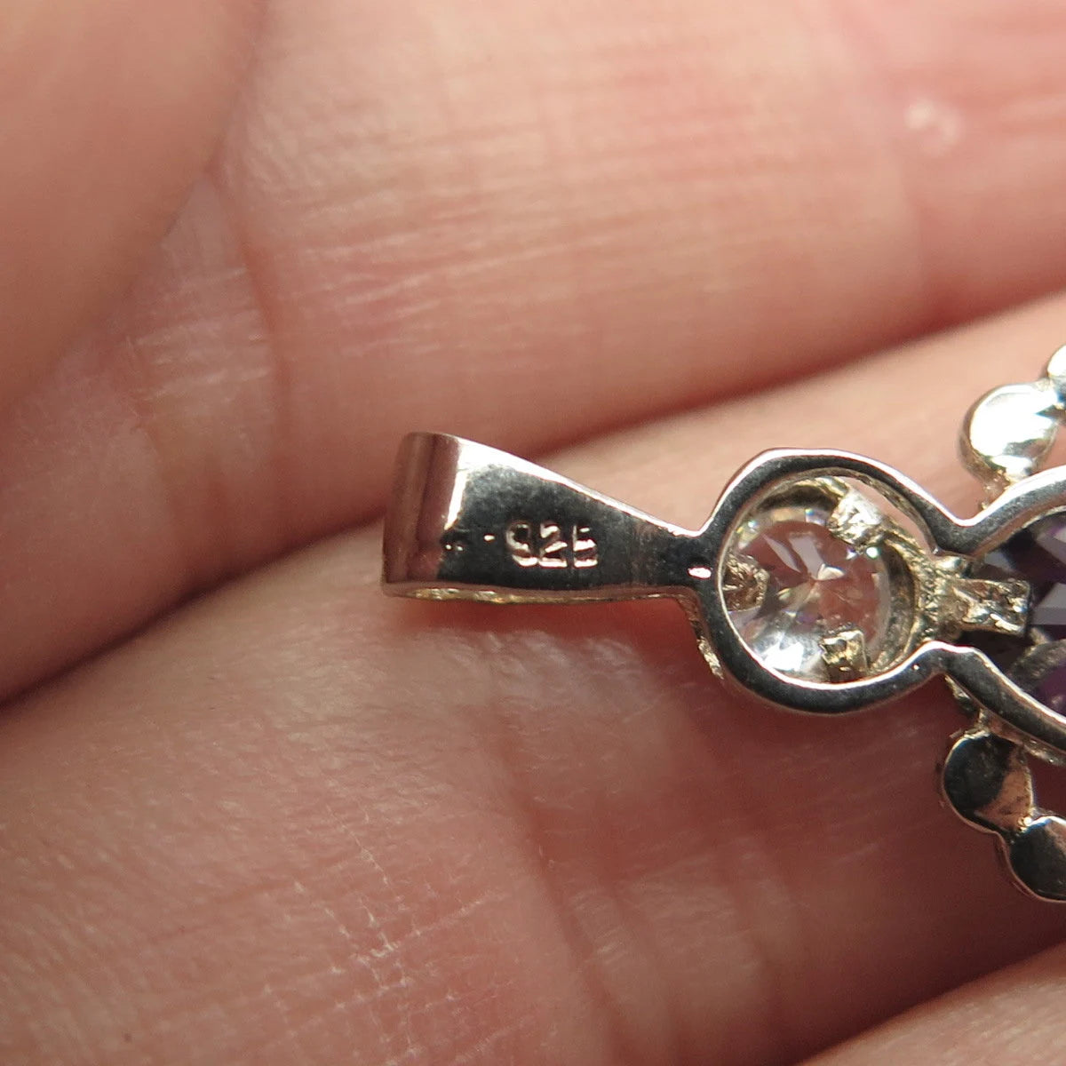 925 Sterling Silver Vintage C Z February Birthstone Boy Figure Charm Pendant