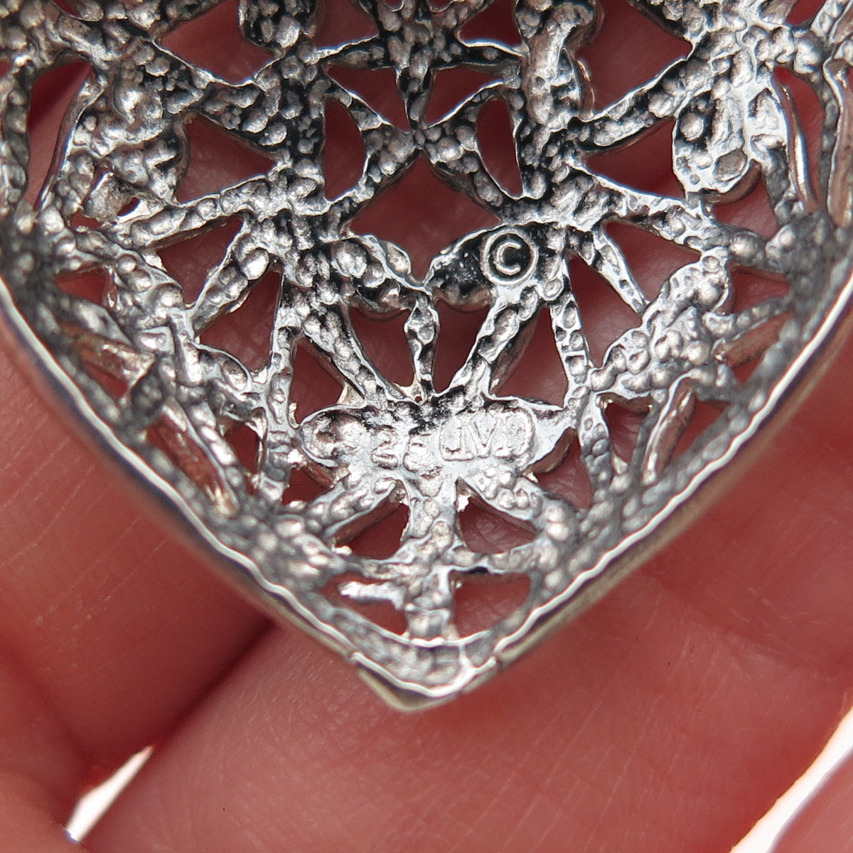 Morning Sun 925 Sterling Silver Vintage Ornate Heart Oxidized Charm Pendant