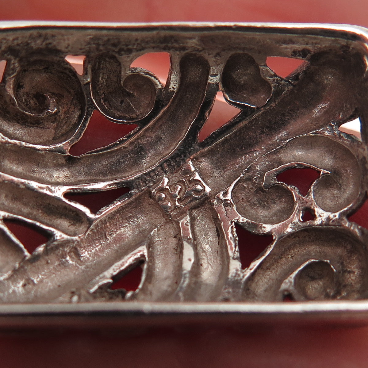 925 Sterling Silver Vintage Ornate Floral Oxidized Charm Pendant