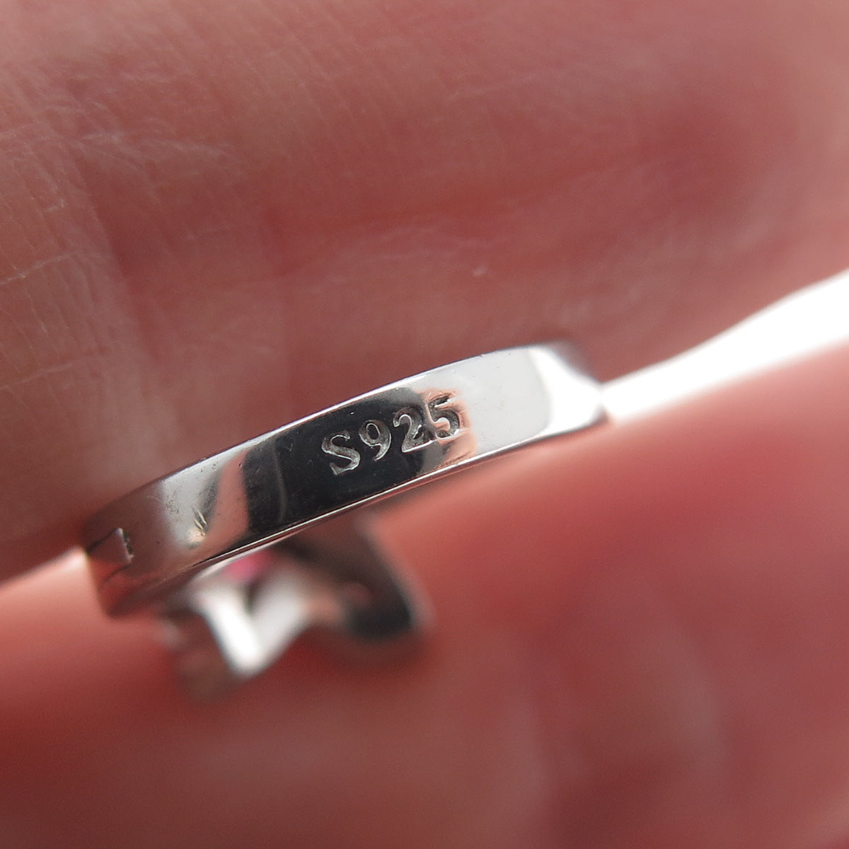 925 Sterling Silver Marquise-Cut Pink & Round White C Z Butterfly Hoop Earrings