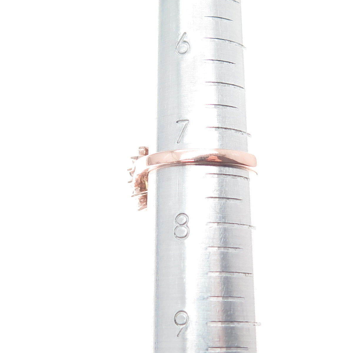 925 Sterling Silver Rose Gold Plated Real Smoky Quartz & C Z Ring Size 7.5