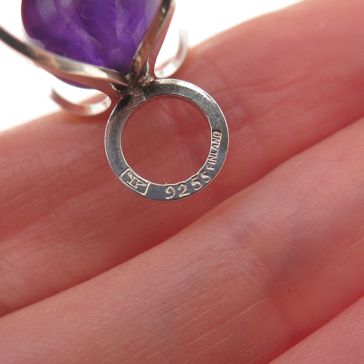 KUPITTAAN KULTA 925S Sterling Silver Vintage Finland Amethyst Modernist Pendant