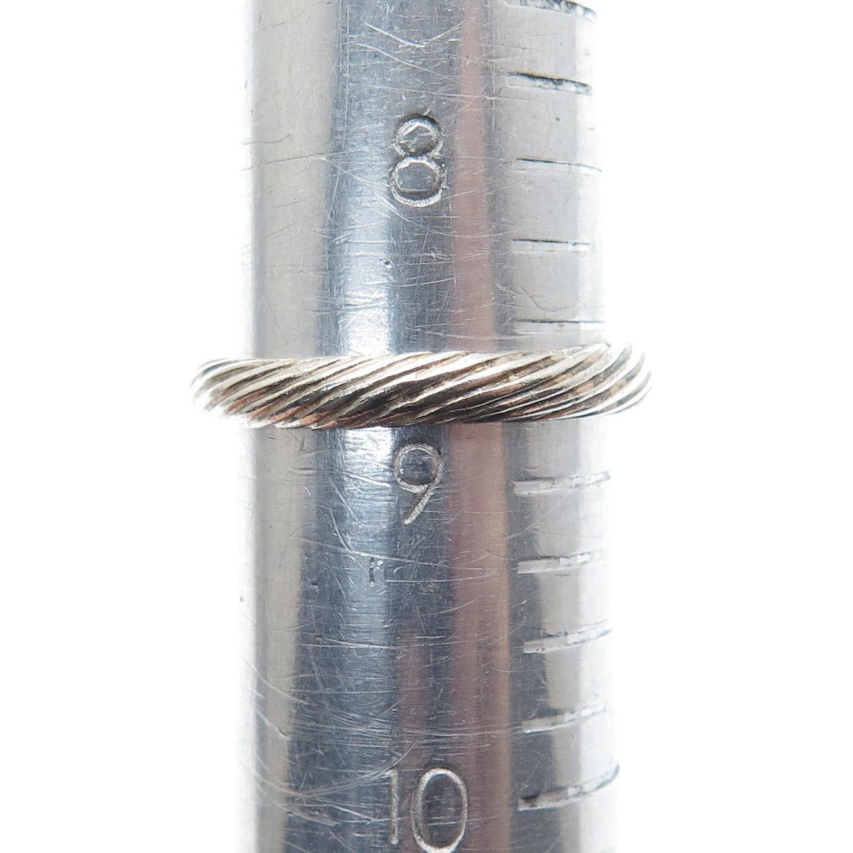 925 Sterling Silver Vintage Real Tourmaline Gem Twisted Oxidized Ring Size 8.75