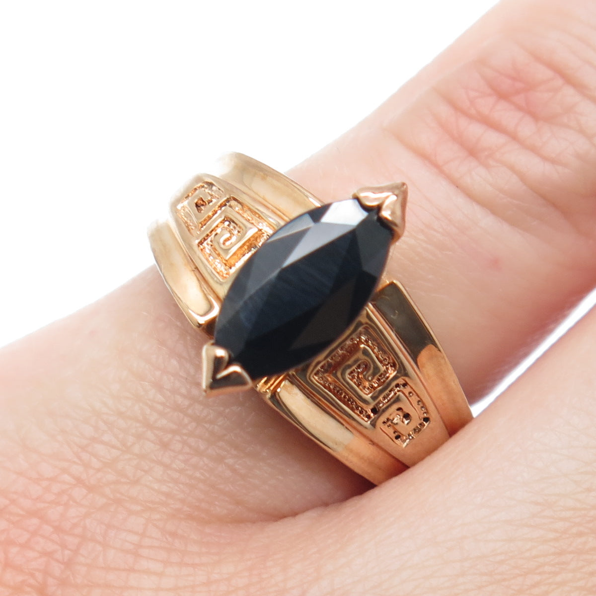 ROSS SIMONS Sterling Silver Rose Gold Plated Real Sapphire Ring Size 6