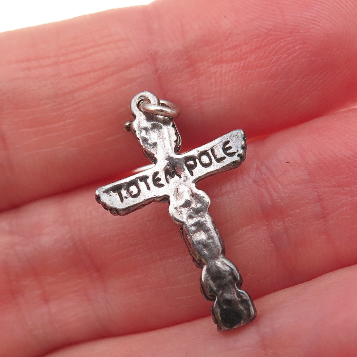 Old Pawn Sterling Silver Vintage Southwestern Totem Pole Tribal Charm Pendant